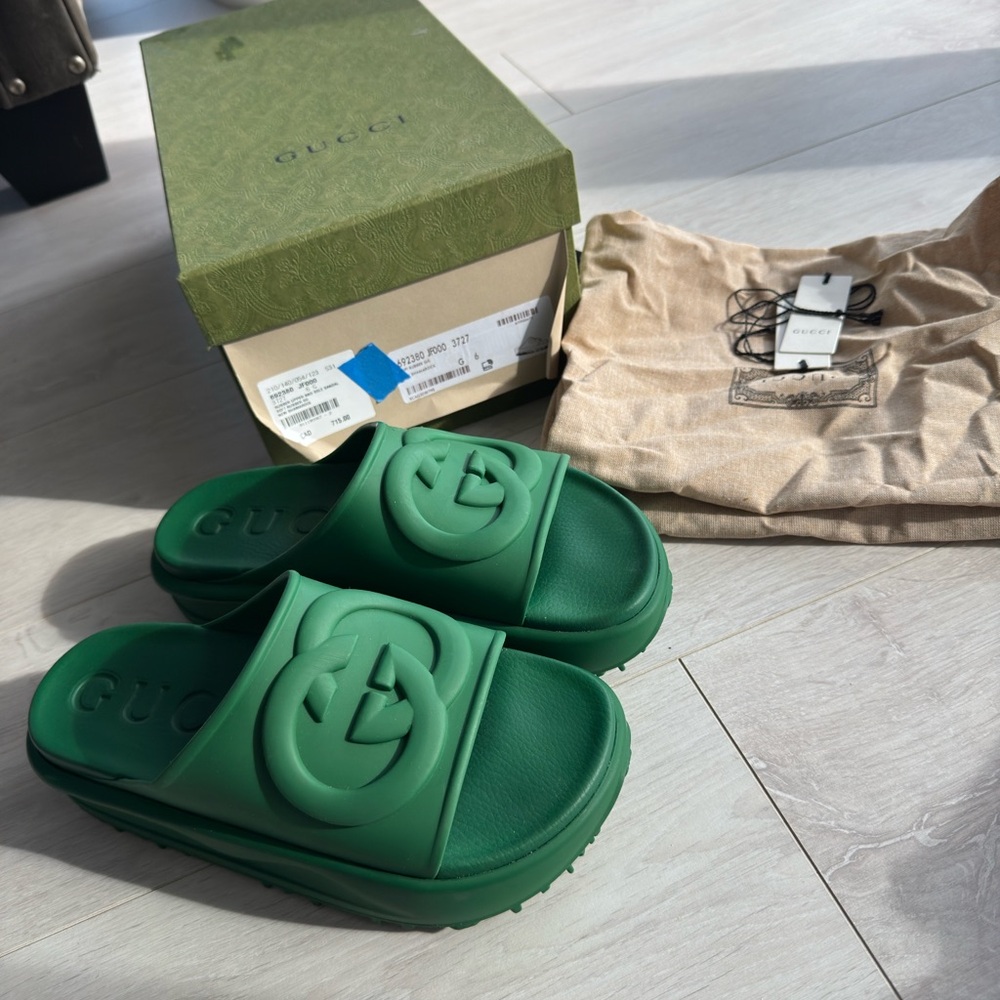 Gucci Green Slide Sandals